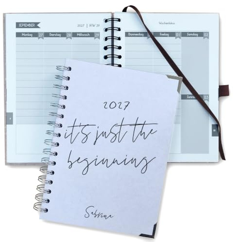 FEENSTAUB Taschenkalender 2026, mit Namen & Wunschtext personalisierter Taschenkalender, Kalendarium & Innenblätter wählbar, A5 Organizer, Kalender A5, Terminbuch 2026, Design Typo