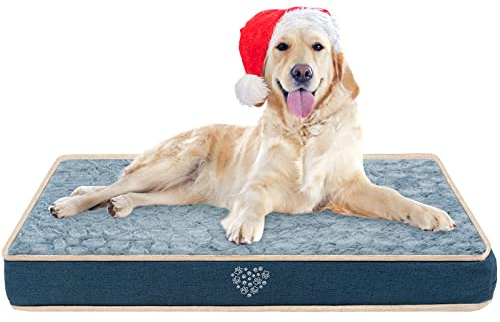VANKEAN Hundebett wasserdichte Reversible (Kühl und Warm), Abnehmbarer Innenfutter, Flauschig Hundematte für Kleine bis Große Hunde, Hundekissen mit Ergonomisch Design, Marineblau/Grau