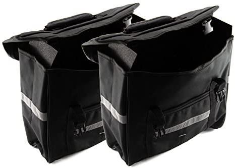 2 Stück Fahrrad Tasche Set Gepäckträgertasche Doppelpack Bag 15 Liter schwarz