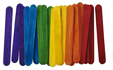 Gusto [100 Count] 6 Inch Colored Jumbo Popsicle Sticks for Crafts - ICES, Ice Cream, Waxing, Tongue Depressor Wood Craft Sticks - Formerly Comfy Package