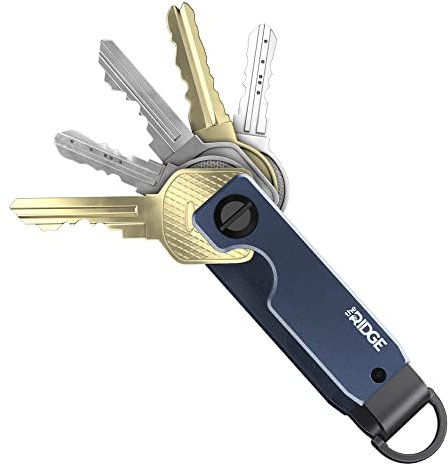 The Ridge Key Organizer-Compact Key Holder with Premium Plates Aluminum Navy - Minimalist Innovative Keyholder - Smart Key Organizer Keychain Secures 2-6 Keys