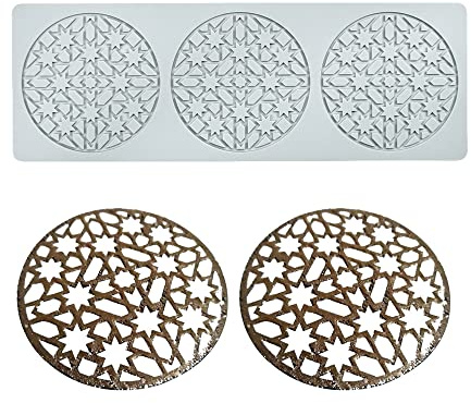 Kuchen-Spitzen-Form, Silikon-Spitzen-Fondant-Formen, Zuckerhandwerk-Abdruckform, essbarer Kuchen, molekulare Küche, Dekoration, 3 Löcher runder Stern