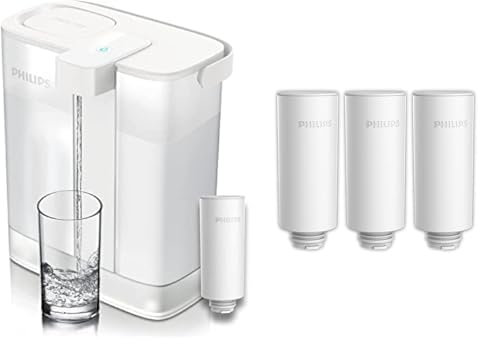 PHILIPS Carafe filtrante Instant Water + 1 filtre inclus - Capacité de 3L, rechargeable par port USB-C & Philips Micro X-Clean Instant