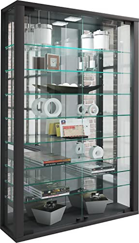 VCM Glasvitrine hängend | Vitrine Glas mit ESG-Sicherheitsglas | Maße ca. H. 91 x B. 59 x T. 18 cm| Hängevitrine Glas | Modern und platzsparend | Vitrine Glas - Vitrosa Mini Spiegel