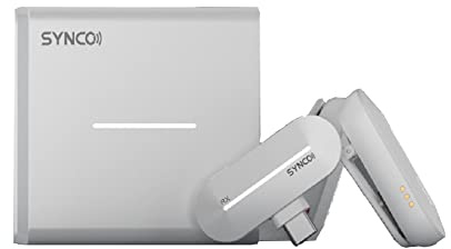 SYNCO P2SL - Microfono digitale wireless da bavero per telefono cellulare da 2,4 GHz, con custodia di ricarica, per Youtube, interviste, TikTok, Vlog, e-commerce live broadcast (bianco perlato)