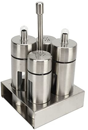 304 Stainless Steel Vinegar Bottle Pepper Shaker with Base Stand, Oil Salt Cruet Set, Spice Dispenser Bottles, Countertop Seasoning Containers, Salt Pepper Dispenser Set for Kitchen Restaurant