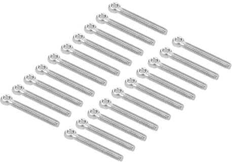 M METERXITY 20 Paquet Œillet Boulons - 304 Inox Acier Fileté Œil Boulons Machinerie Épaule Œil Boulon, Anti Résistance, Appliquer à Suspendre (M5 x 40mm, Argent Ton)