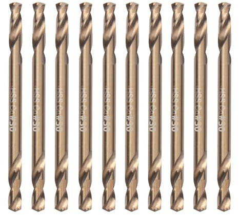 VALYRIANTOOL #30 Cobalt Drill Bits(10PCS), M35 HSSCO High Speed Steel Double Ends Stubby Body Twist Drill Bit Set for Hardened Metal, Stainless Steel, Cast Iron, Plastic and Wood