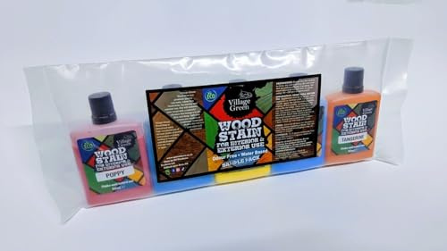Village Green Ready to Use Wood Stain - Water Based, Eco Friendly, Premium Quality (Sample Packs) (5, Vibrant Colours)