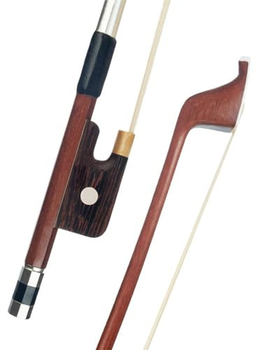 Arco de violín para principiantes Palo Redondo De Pelo Blanco Con Arco De Contrabajo Vertical De Madera De Brasil De Tamaño 1/4
