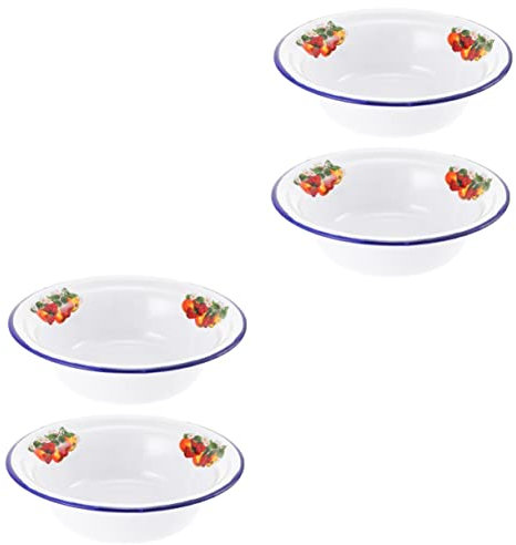 Cabilock 4 Pz ciotola smaltata vintage ciotola di cereali smaltata ciotola di miscelazione in ceramica zuppiera Ciotola da cucina smaltata vecchio stile Bacinella smaltata