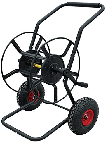 Robuster Gartenschlauchhalter mit Rädern, geeignet für 100 m langen 2,5 cm Schlauch, praktische und stabile Aufbewahrungslösung für den Außenbereich, Schwarz, 62 x 62 x 95 cm