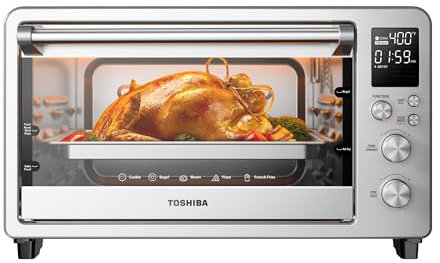 TOSHIBA ChefFry Air Fryer Toaster Oven Combo, 26.4 QT Large Capacity, 12-in-1 Countertop Toaster Oven, Stainless Steel
