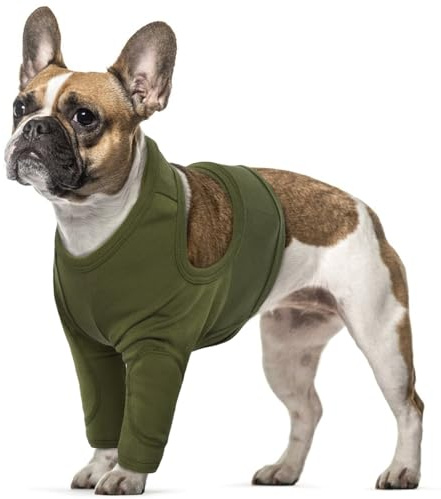 Recovery Suit Hunde, Heilungsanzüge für Kleine Hunde Erholungsanzug Welpen Hunde Body Operation Anti-Licking-Weste Hund Chirurgenanzug(Armeegrün, S)