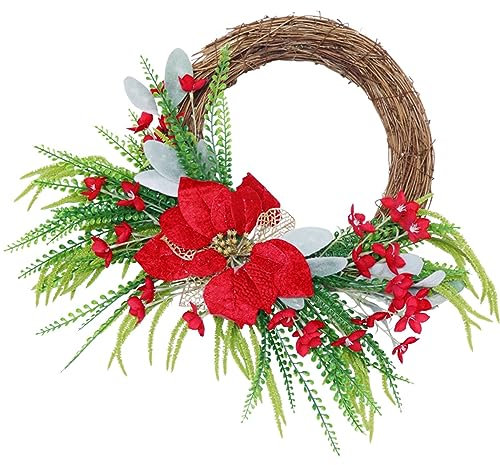 Weihnachtliche Haustür Wandbehang Dekor, Weihnachtskranz Anhänger Blumengirlanden Rattan Tür hängende Szene