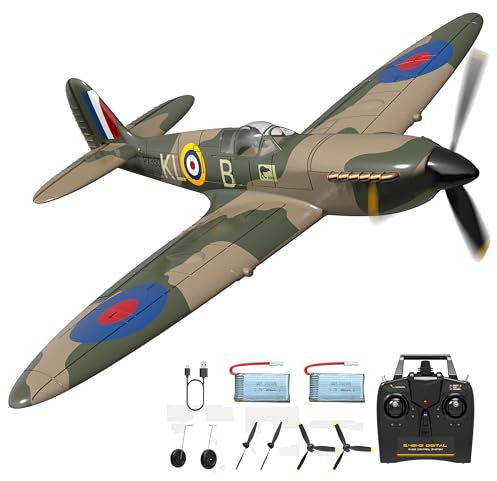 HBSAPKKA RC Flugzeug 4CH Spielzeug RTF Spitfire mit Xpilot Stabilisierungssystem, 2.4GHz Ferngesteuertes Flugzeug für Anfänger, Kinder und Erwachsene