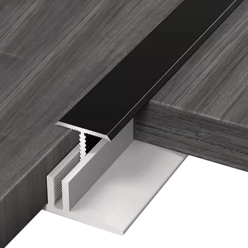 GTPBAO Übergangsprofil Abdeckleisten Aluminiumlegierung Schneidbare Einfassungsleiste für Esszimmer Hotel Lobby, Metall-Übergangsleiste mit PVC-Basis, T-Formteil(105cm/41.3 inch)