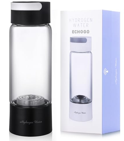 Echo Go - Botella de agua de hidrógeno, generador de botella de agua de hidrógeno, taza de agua portátil rica en H2, tu socio perfecto para un vidrio de estilo de vida consciente de la salud, 380 ml