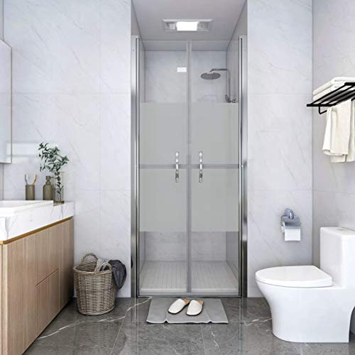 qohoio Porte de Douche ESG Demi-dépoli 86x190 cm Vitre Baignoire Salle De Bain,Pare-Baignoire