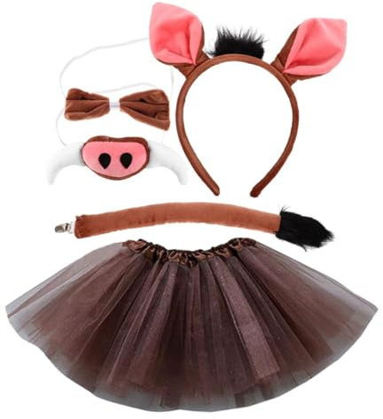 FRCOLOR Kostüm Erwachsene Tier 1 Set Tierkostü Mit Schweineohren Haarreif Schweinenase Und Rock Für Karneval Halloween Fasching Tier Performance Zubehör Haarreifen Tiere Erwachsene