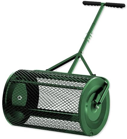 QLSABIA Spandiconcime per Compost, spandiconcime a Spinta per terriccio, spandiconcime a Rullo per Torba, spandiconcime da Giardino, con Manico a Forma di U, Facile da Usare, 42x42x68 cm, Verde