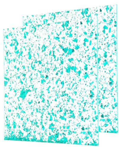 sourcing map Cyan-Glitzer-Acrylplatten, 0,3 cm Dicke, 20,3 x 20,3 cm, transparente, glitzernde PMMA-Kunststoffplatten, extrudierte Rohlinge, Acryl zum Laserschneiden und Gravieren, Basteln, 2 Stück