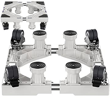 Adjustable Movable Washing Machine Base Stand & Trolley for Washer, Dryer, Fridge, Air Conditioner - Length 47-69cm, Height 10-13cm, Plant Container Pedestals