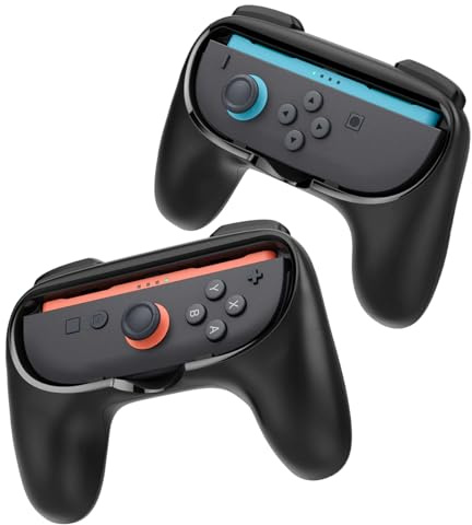 Spigen NS100 Controller Grips Compatible with Nintendo Switch 2 2025 Joy Controller with Ergonomic Grip and Lightweight Protective Design – Black (2 Pack)
