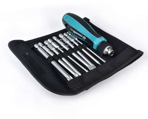HOHXEN Juego de Destornilladores, 9 en 1 Juego de Destornilladores Magnéticos Multifuncionales, con 4 Cabezales Planos y 4 en Cruz, Kit de Herramientas para Reparaciones en el Hogar