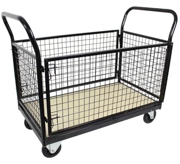 TRUTZHOLM Plattformwagen 500 kg Gitterwagen Rollwagen 119x67x107 cm Türen schwenkbar Gitterbox fahrbar Transportwagen Transportgitterwagen Gitter Wagen Magazinwagen