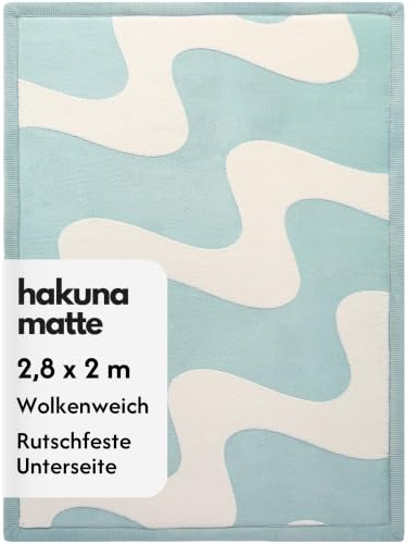 Hakuna Matte Wolkenweiche Spielmatte Baby - 280 x 200 x 2,5 cm - 3D Wellen | Teppich für Kinderzimmer mit hochwertigem Hochdichter Polyurethan, Krabbelmatte Baby mit Rutschfester Unterseit,Krabbeldecke