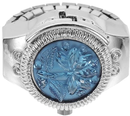 Uonlytech Damen Ringuhr aus Zinklegierung Blaue Fingeruhr mit Klarer Zeitanzeige Dekorativ und Kreativ für Alltag