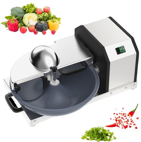 Cortador de verduras eléctrico de 5 L, procesador de alimentos y picador de verduras comercial, cuchilla de acero inoxidable de 1400 rpm, diseño abatible, picadora de carne multifunción