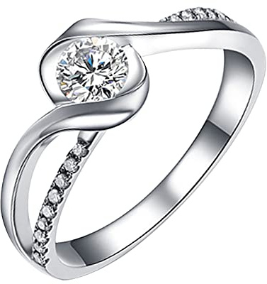 Liant Schmuckhalter, Ring, funkelnd, Schmuck für Damen, Verlobungsring für Damen, Federmäppchen, rund, Schmuck, 8, Metall, Kein Edelstein
