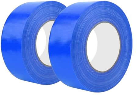 Tokaneit 30mm x 50m Klebeband Wasserfest Blau 2PCS, Gewebeverstärktes Panzerband, von Hand abreißbar, Hinterlässt Keine Rückstände, zum Reparieren Verstärken Abdichte