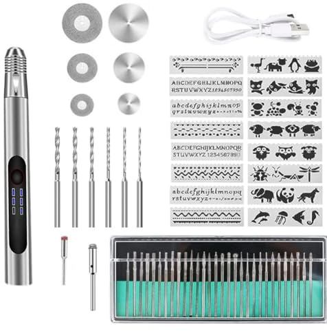 BUAGOUWZ Bolígrafo de Grabado, Bolígrafo de Grabado Personalizado, Bolígrafo de Grabado para Todos los Materiales, Kit Bolígrafo de Grabado Inalámbrico, Juego de Herramientas de Grabado B