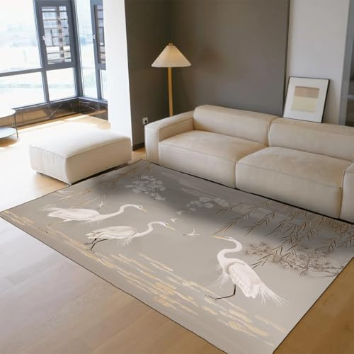 Tappeti lavabili 60x120 tappeti soggiorno salice piangente camera letto grandi finta lana ultramorbida elegante stile gru orientale uccello sala pranzo antiscivolo pelo basso