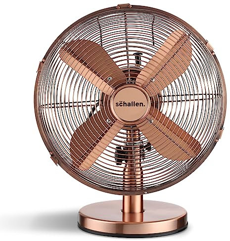 Schallen Home & Office Electric Sturdy Metal 12 3 Speed Tilt Oscillating Worktop Desk Table Air Cooling Fan (Copper)