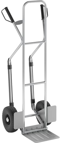 eurokraft pro | Sackkarre aus Aluminium | Modell XL: große Schaufel und Gleitkufen, mit klappbarer Schaufel