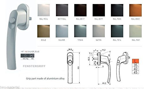 2 ER SET Versperrbare Fenstergriffe-Farbe:dunkelbraun -Abschließbarer Fenstergriff aus Aluminium-Für nach innen und außen öffnende Fenster-Medos