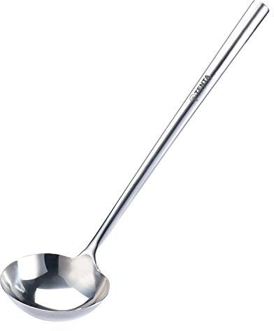 TENTA KITCHEN Professional Large Stainless Steel Serving Ladle Spoon - Gravy Ladle Soup Spoon For School Canteen,Hotel Kitchen,Restaurant (3.86x17)