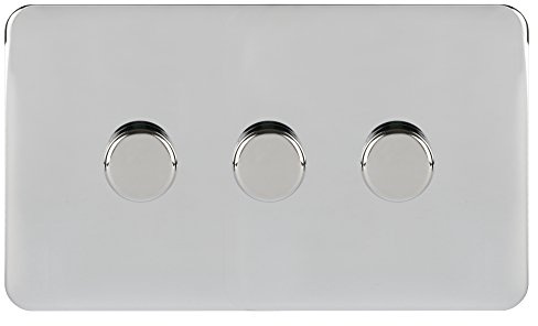 Schneider Electric GGBL6032CSSS Schneider Electric Lisse Screwless Deco Uni Dimmer 3G 2way 250W/VA SS, 250 W, 240 V, Stainless Steel