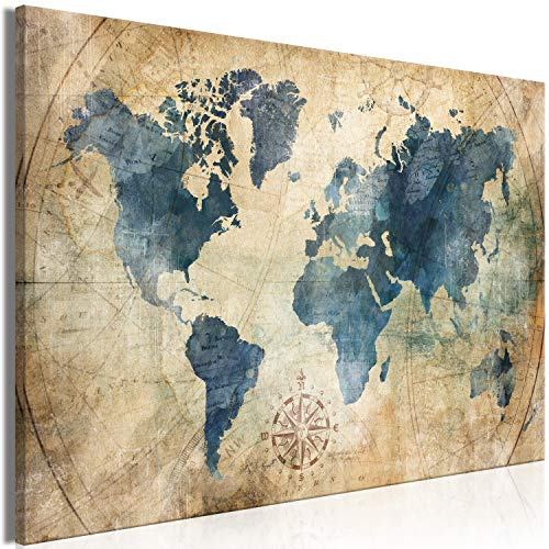 murando - Leinwandbild Vintage Seekarte, 120x80 cm, 1-teilig, Schlafzimmer | Hochwertige Leinwand, sofort aufhängbar, ideal fürs Wohn- oder Schlafzimmer, wasserfest und lichtecht, langlebig, stilvoll