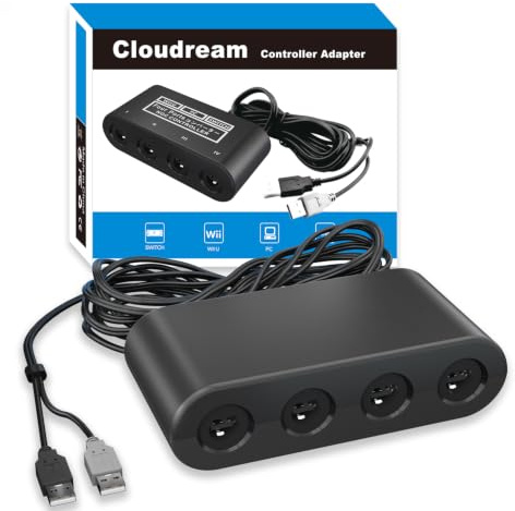 Gamecube Adapter for Nintendo Switch / Wii U / PC and Switch 2 Gamecube Controller Adapter, Super Smash Bros Adapters for NGC Controller, Support Turbo and Vibration Features with 180cm USB Cable