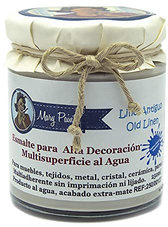 Mary Paint Pintura para Muebles Efecto Chalk Paint,multisuperficie, mate, Blanco Puro - 750ml resistente al desgaste muebles, piel, nautica,cocinas, marmol (Lino Antiguo, 250 ml)
