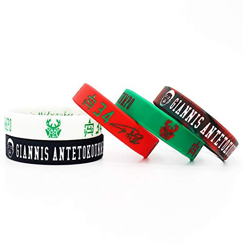 Basketball Spieler Porträt Armband Nummer 34 Silikon Inspirierende Wort Sport Schweißbänder 5 Stück