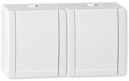 ALING-CONEL | 2-fach Steckdose mit Klappdeckel für Feuchtraum | Aufputz Schutzkontakt - Weiß | 16A/250V~ / IP44 | Serie: Power Line | Art.-Nr. PL004-2412.00