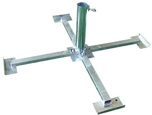 FEUERVERZINKTER Sonnenschirmständer - 4 mm Ø Deutscher Stahl - FÜR STÖCKE BIS 60 mm Ø - zum Einlegen von 50 x 50 cm BETONPLATTEN - Lieferung ohne Platten - Made in Baden WÜRTTEMBERG - STABIELO -