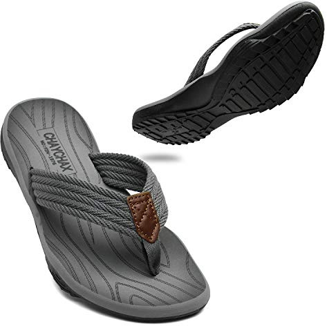 ChayChax herr flip flops mjuk tåseparator utomhus sport strandsandaler halkfri pool badtofflor, GRÅ, 46 EU