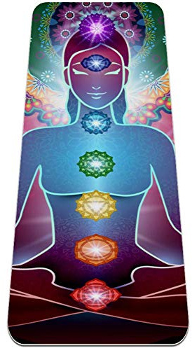 Tapis De Yoga Chakra de méditation (3) Tapis d'exercice Antidérapant TPE Tapis De Pilates Épais 6 mm Écologique avec Sac Tapis De Yoga 183x61cmx0.6cm